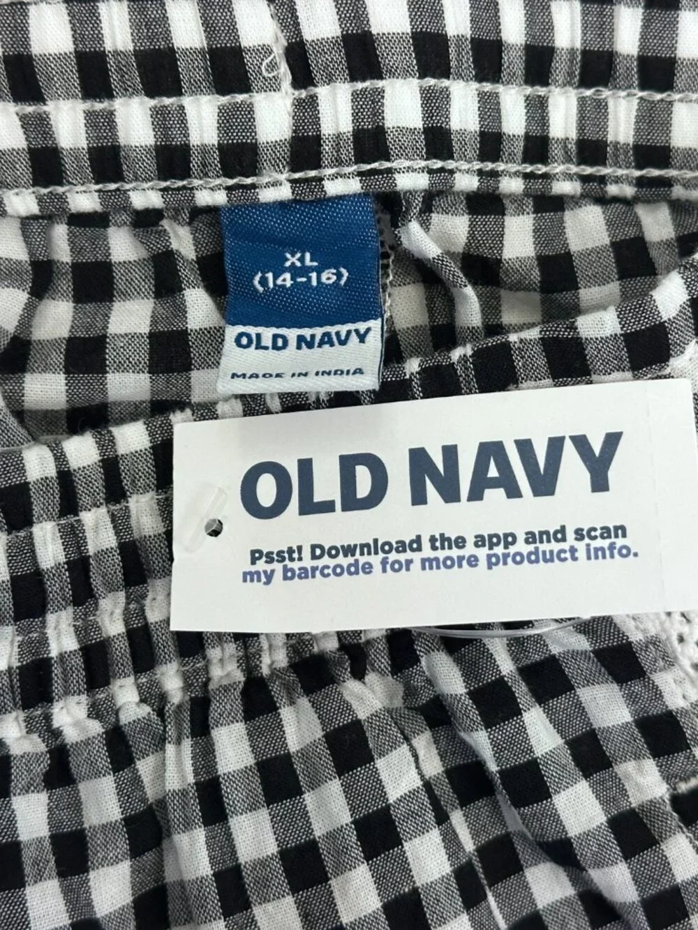 Old Navy Girl’s Gingham Cotton Woven Poplin Lace-Trim Shorts (Black Gingham)